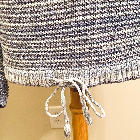 Gap Blue White Striped Long Sleeve Waist Tie Coastal Casual Knit Sweater Size M - Picture 4 of 11